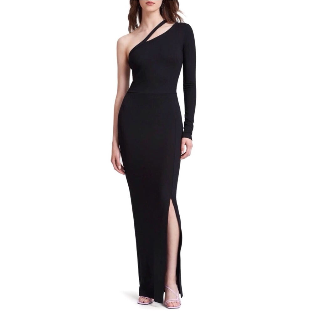 Marcella Lydia One Shoulder Gown Black Ponte Cocktail Dress Size XS